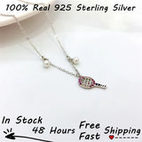 925 Silver Multicolor Moissanite Tennis Racket Necklace