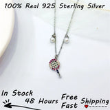 925 Silver Multicolor Moissanite Tennis Racket Necklace
