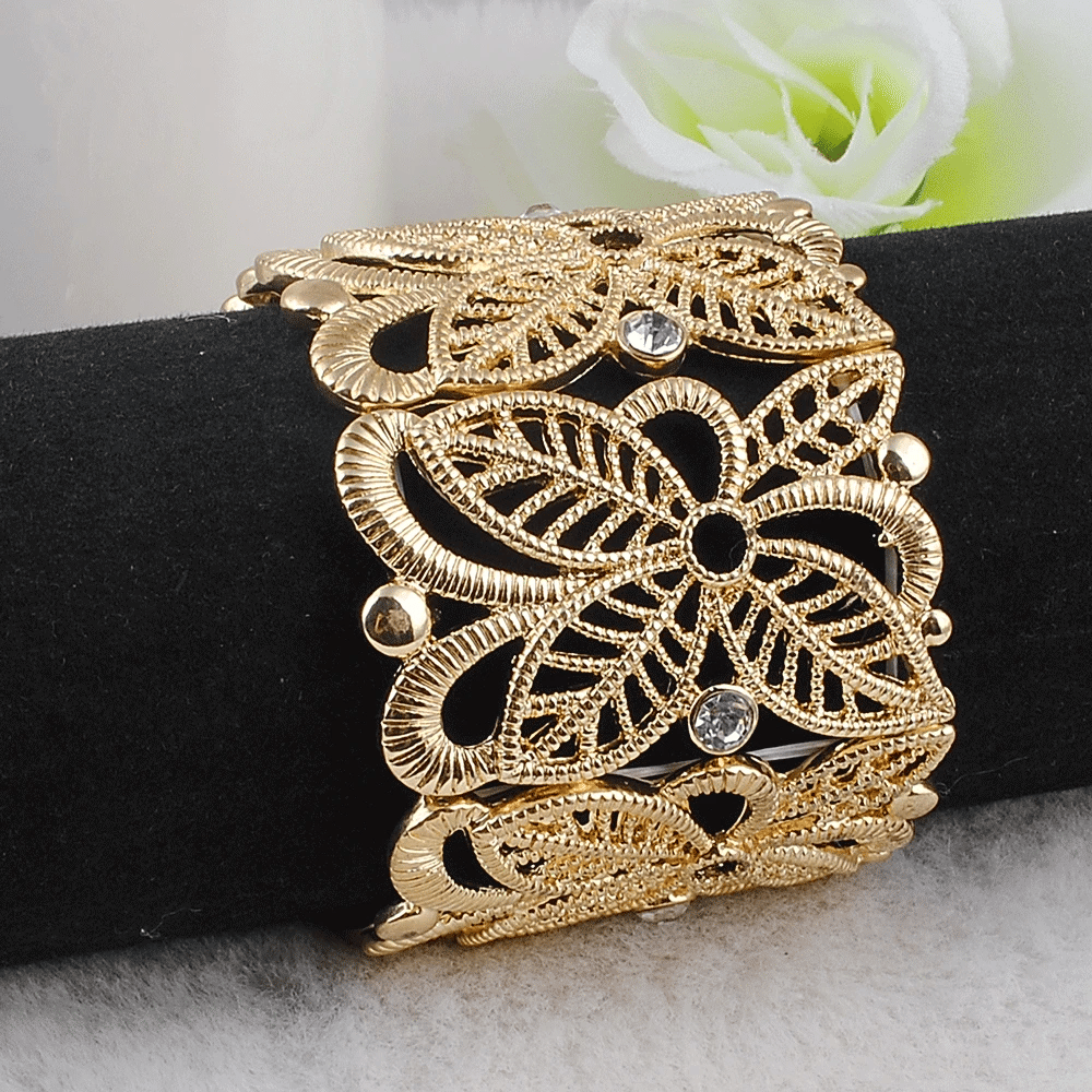 Vintage Turkey Hollow Flower Women's Bohemian Cuff Bangles