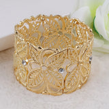 Vintage Turkey Hollow Flower Women's Bohemian Cuff Bangles