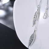 Vintage Double Leaves Pendant Necklaces 925 Sterling Silver Chain Women Necklace