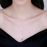 Vintage Double Leaves Pendant Necklaces 925 Sterling Silver Chain Women Necklace