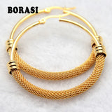 Color/White Net Round Hoop Earrings