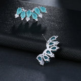 Ethnic Green Wings Zircon Earrings Crystal Silver Bohemian Indian Jewelry Gift