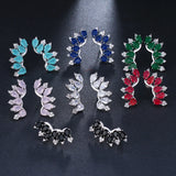 Ethnic Green Wings Zircon Earrings Crystal Silver Bohemian Indian Jewelry Gift