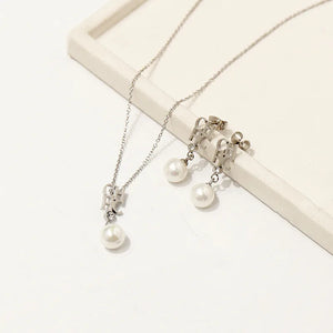 Rose Titanium Earring Necklace Set for Women