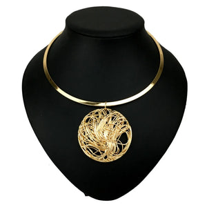 Statement Choker Necklace For Women Metal Wire Pendant