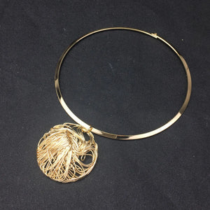 Statement Choker Necklace For Women Metal Wire Pendant