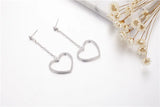 Heart Dangle Earrings Sterling Silver 925 Simulated Diamond for Women