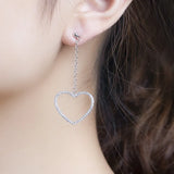 Heart Dangle Earrings Sterling Silver 925 Simulated Diamond for Women
