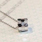 925 Silver Honeycomb Pendant Necklace Wedding BEE MY LOVE
