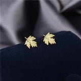 Sterling Silver Maple Leaf Stud Earrings Wedding Jewelry