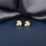 Sterling Silver Maple Leaf Stud Earrings Wedding Jewelry
