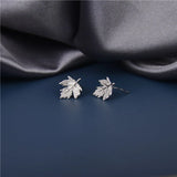 Sterling Silver Maple Leaf Stud Earrings Wedding Jewelry