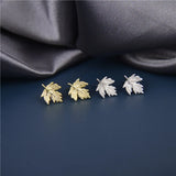 Sterling Silver Maple Leaf Stud Earrings Wedding Jewelry