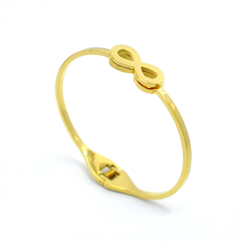 Rose Infinite Bangle Stainless Steel Cuff Bracelet Number