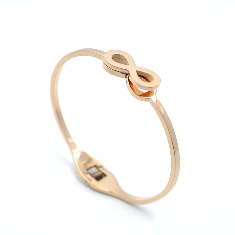 Rose Infinite Bangle Stainless Steel Cuff Bracelet Number