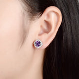 Natural Amethyst Earrings 925 Sterling Silver Wedding Jewelry