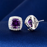 Natural Amethyst Earrings 925 Sterling Silver Wedding Jewelry