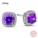 Natural Amethyst Earrings 925 Sterling Silver Wedding Jewelry