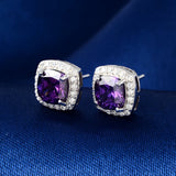 Natural Amethyst Earrings 925 Sterling Silver Wedding Jewelry