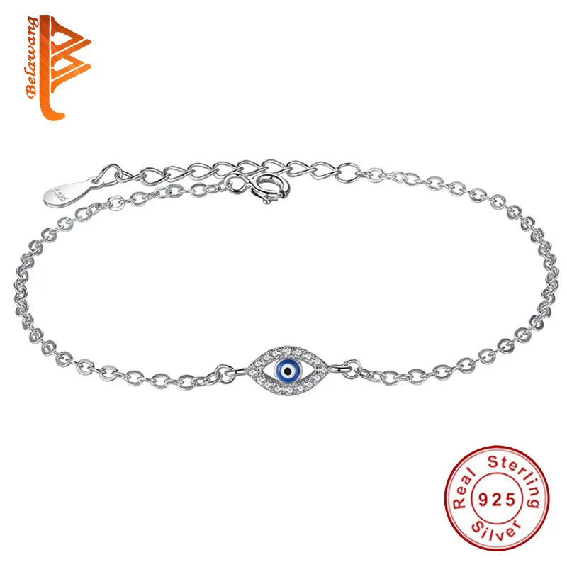 925 Silver Lucky Eye Charm Bracelet with Clear CZ Crystal