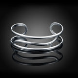 925 Silver Bracelet Women Cuff Bangle