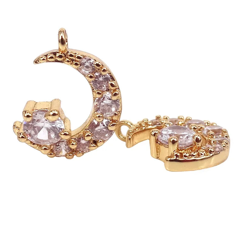 Muslim Crescent Pendant Necklace Silver/Gold CZ Islam Moon Star Women Gift