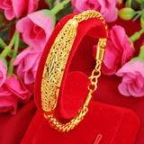 18k Yellow Plated Ladies Bracelet Sand Buckle Hollow Bridal Bracelet