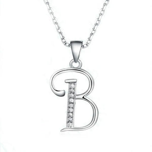26 Letters Necklace Pendant 925 Sterling Silver Inlay AAAAA Cubic Zircon Charm