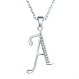 26 Letters Necklace Pendant 925 Sterling Silver Inlay AAAAA Cubic Zircon Charm