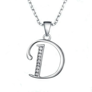 26 Letters Necklace Pendant 925 Sterling Silver Inlay AAAAA Cubic Zircon Charm