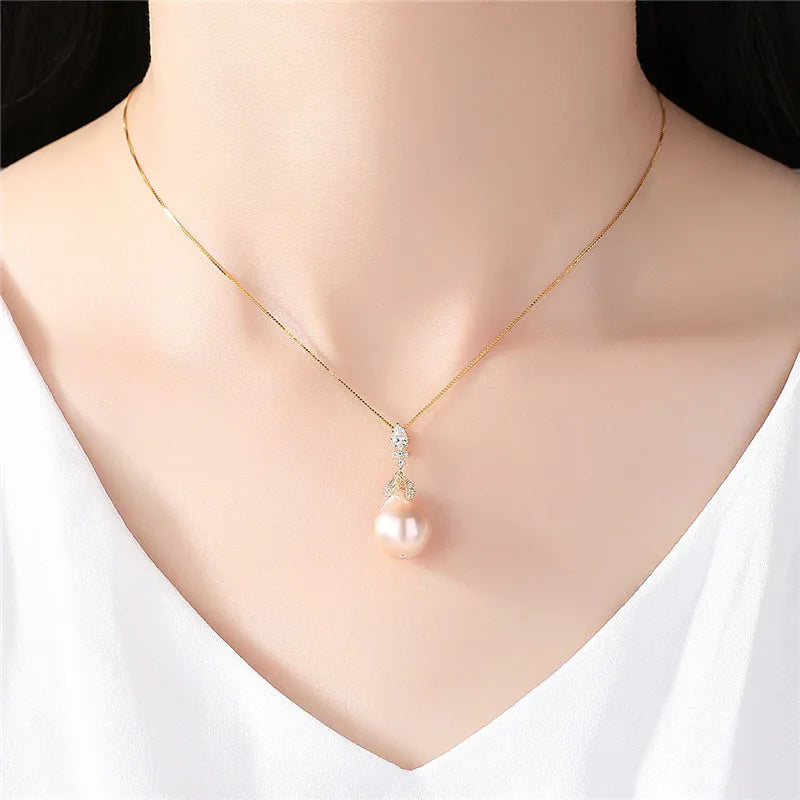 925 Silver Baroque Multicolor Pearl Pendant Necklace for Women