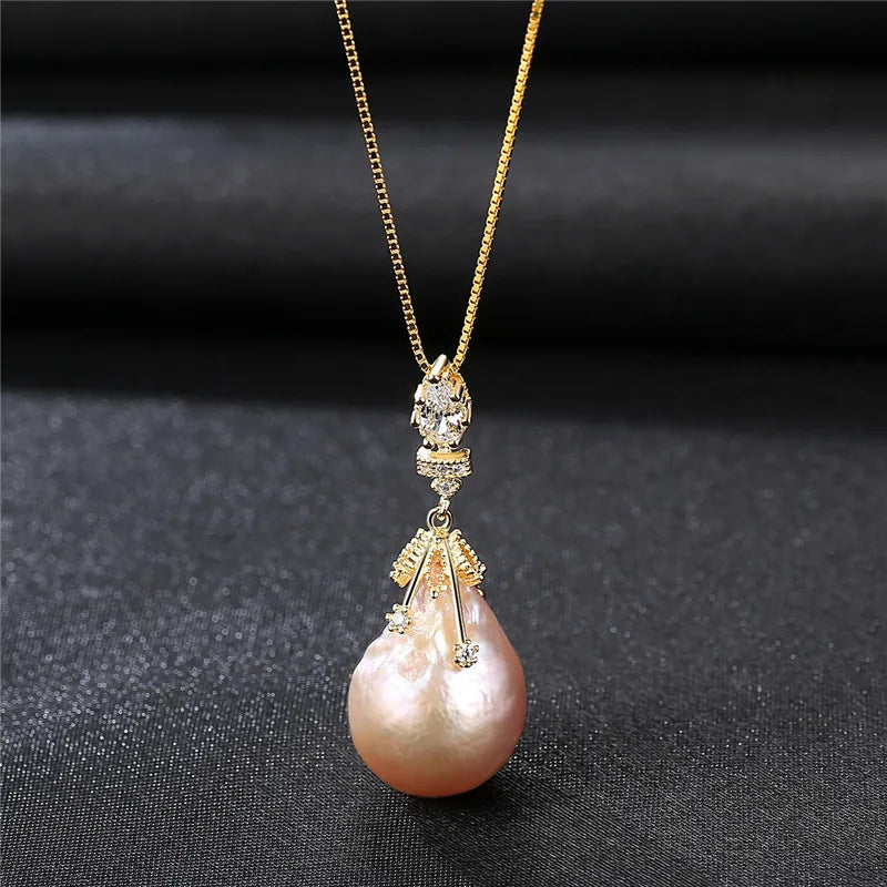 925 Silver Baroque Multicolor Pearl Pendant Necklace for Women