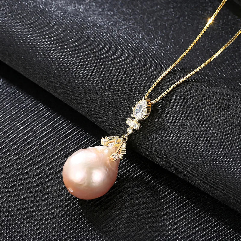 925 Silver Baroque Multicolor Pearl Pendant Necklace for Women