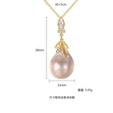 925 Silver Baroque Multicolor Pearl Pendant Necklace for Women