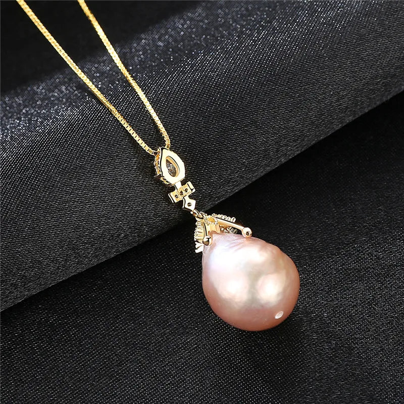 925 Silver Baroque Multicolor Pearl Pendant Necklace for Women