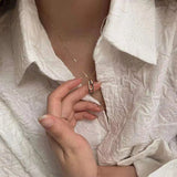 925 Silver Necklace Geometric Pendant Chain Women's Jewelry