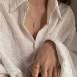 925 Silver Necklace Geometric Pendant Chain Women's Jewelry