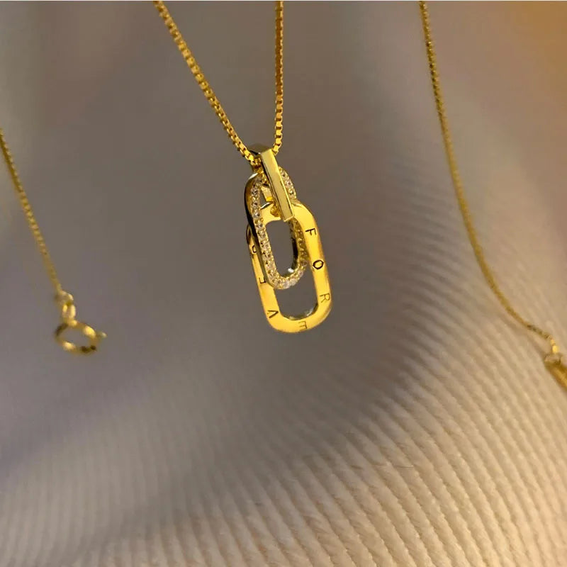 925 Silver Necklace Geometric Pendant Chain Women's Jewelry