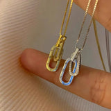 925 Silver Necklace Geometric Pendant Chain Women's Jewelry