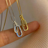 925 Silver Necklace Geometric Pendant Chain Women's Jewelry