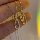925 Silver Necklace Geometric Pendant Chain Women's Jewelry