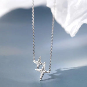 925 Silver Star Necklace Large Small Two Stars Pendant Gift Ladies Jewelry