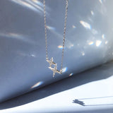 925 Silver Star Necklace Large Small Two Stars Pendant Gift Ladies Jewelry