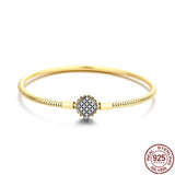 925 Silver Sunflower Diamond Snake Bone Chain Bracelet