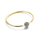 925 Silver Sunflower Diamond Snake Bone Chain Bracelet