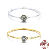 925 Silver Sunflower Diamond Snake Bone Chain Bracelet