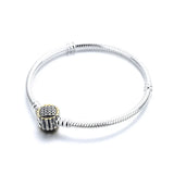 925 Silver Sunflower Diamond Snake Bone Chain Bracelet