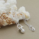 925 Sterling Silver Baby Pacifier Pendant Necklace for Women Girl